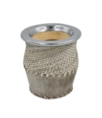 Mate camionero de tiento trenzado con virola de aluminio lisa y base de cuero lonja