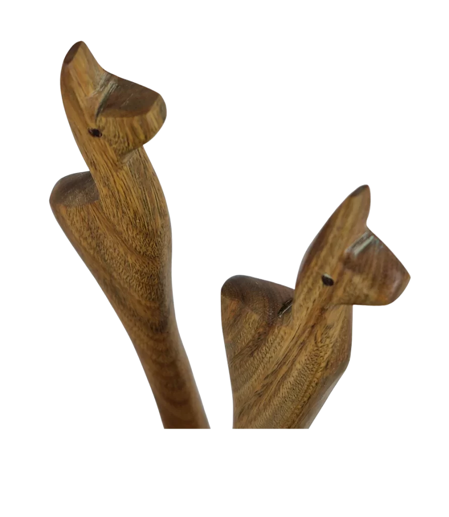 Cubiertos para ensalada de palo santo. Artesanía wichi en madera.