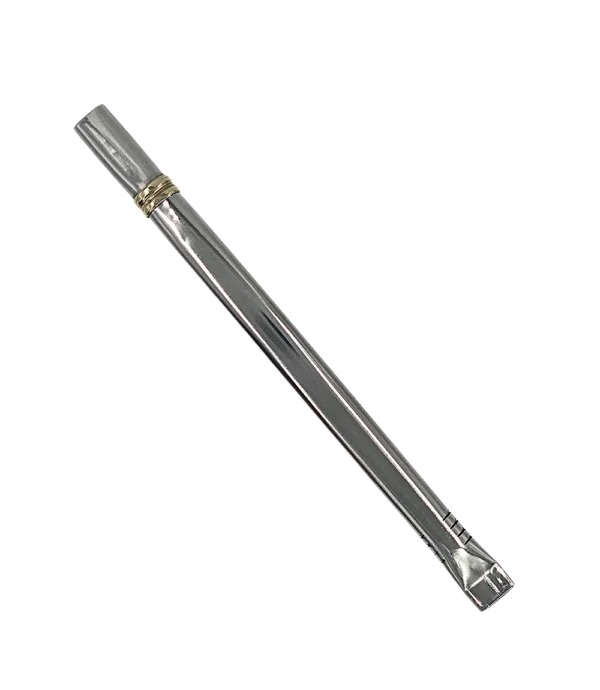 Bombilla de acero inoxidable Plana Fina filtro ranurado, vista de frente