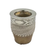 Mate imperial de tiento con virola de alpaca lisa, fleje con guarda espejo y base de cuero lonja